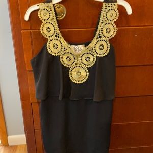 Black VaVa by Joy Han tiered top with gold accents